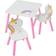 Hearth Song Kid's Rainbow Unicorn Table & Two Chairs Playroom Furniture Set