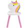 Hearth Song Kid's Rainbow Unicorn Table & Two Chairs Playroom Furniture Set