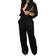 SeNight Women Elegant Long Sleeve Sexy V Neck Casual Long Wide Leg Pants with Pockets Belt