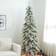 GlitzHome 7.5 ft. Pre-Lit Flocked Pencil Spruce Artificial Christmas Tree 90"