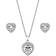 Jon Richard Heart Necklace and Earrings Jewellery Set - Silver/Transparent