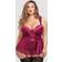 LoveHoney Plus Size Moonlight Wine Plunge Basque Set