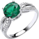 Jewelco London CZ Shoulder Set Engagement Ring - Silver/Green/Transparent