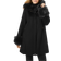 Jessica London Hooded Faux Fur Trim Coat - Black