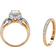 PalmBeach Princess Cut Bridal Ring Set - Gold/Transparent