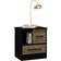 Madrid Seconique Black/Acacia Effect Bedside Table 40x50cm