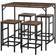 Homcom Industrial L-Shaped Rustic Brown/Black Dining Set 60x100cm 5pcs