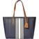 Lauren Ralph Lauren Crosshatch Leather Medium Clare Tote Bag - French Navy/Vanilla Stripe