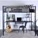 Premium Metal Loft Bed with Wood Workstation, One Black 55x79"