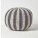 Homescapes White Knitted Striped Footstool Pouffe