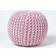 Homescapes Pink Knitted Cotton Footstool Pouffe