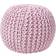 Homescapes Pink Knitted Cotton Footstool Pouffe