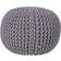 Homescapes Grey Knitted Cotton Footstool Pouffe