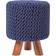 Homescapes Pouf Tressé En Tricot Et Pieds En Bois - Bleu Marine Repose-pied