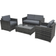 OutSunny 4-pcs - Grey Outdoor Lounge Set, 1 Table incl. 2 Chairs & 1 Sofas