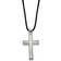 Chisel Cord Cross Necklace - Silver/Black