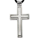 Chisel Cord Cross Necklace - Silver/Black