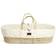 The Little Green Sheep Quilted Moses Basket & Rocking Stand Bundle Linen Rice 17.3x33.1"