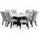 Steve Silver Camila Marble Top Square White/Silver Dining Set 54x54" 9