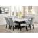 Steve Silver Camila Marble Top Square White/Silver Dining Set 54x54" 9