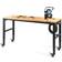 VEVOR Workbench Garage Work Table Adjustable Height Power Outlets & Hardwood Top & Metal Frame & Swivel Casters Black 61" x 20"