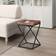 The Urban Port 22 Inch Industrial Side with Mango Tray Top X Shape Iron Frame Brown Small Table