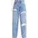 PrettyLittleThing Petite Open knee Boyfriend Jeans - Light Blue