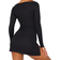 PrettyLittleThing Ribbed Split Hem Square Neck Long Sleeve Bodycon Dress - Black