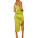 PrettyLittleThing Satin One Shoulder Pleat Detail Midi Dress - Olive