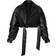 PrettyLittleThing Oversized Belted Hem Cropped Biker Jacket - Black