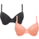 Dorina Karly Balcony Wired Bras 2-pack - Black/Coral