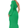 PrettyLittleThing Plisse One Shoulder Flare Sleeve Midaxi Dress - Green