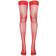 PrettyLittleThing Lace Top Fishnet Hold Up Stockings - Red