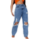 PrettyLittleThing Shape Extreme Rip Wide Leg Jeans - Vintage Wash