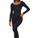 PrettyLittleThing Ribbed Long Sleeve Scoop Neck Jumpsuit - Black