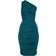 PrettyLittleThing Slinky One Shoulder Ruched Longline Midi Dress - Emerald Green