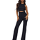 PrettyLittleThing Cut Out Rib Wide Leg Jumpsuit - Black