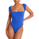 PrettyLittleThing Contour Rib Cut Out Short Sleeve Bodysuit - Bright Blue