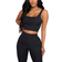 PrettyLittleThing Ribbed Scoop Neck Crop Top - Black