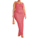 PrettyLittleThing Printed Plisse Cowl Neck Maxi Dress Plus Size - Rose