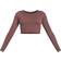 PrettyLittleThing Structured Contour Ribbed Round Neck Long Sleeve Crop Top - Chocolate