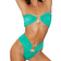 PrettyLittleThing Hammered Trim Bandeau Bikini Top - Green