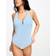 Pieces Cross Back Detail Swimsuit - Blue Glitter