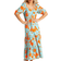 Dusk Button Through Floral Print Midi Dress - Orange