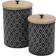 Litton Lane Deco 79 Metal Geometric with Wood Lids, Set 2 11", 9"H Storage Box