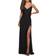 La Femme Long Criss Cross Back Dress - Black