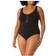 Anne Cole Plus Mesh-Inset Plunge One-Piece Swimsuit Black Black