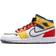 Nike Air Jordan 1 Mid SE GS - White/Black/Picante Red/French Blue/Topaz Gold