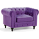 Beliani Tapizado En Tela De Terciopelo Violeta Patas De Madera Oscura Contemporáneo Chesterfield Sillón