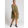 Roman Curve Chiffon Spot Smock Dress - Khaki